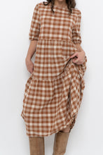 Load image into Gallery viewer, Modern x ANNAGAIL Orange, Cream Gingham Bohemian Dress (XS-M)