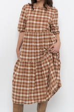 Load image into Gallery viewer, Modern x ANNAGAIL Orange, Cream Gingham Bohemian Dress (XS-M)