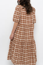 Load image into Gallery viewer, Modern x ANNAGAIL Orange, Cream Gingham Bohemian Dress (XS-M)