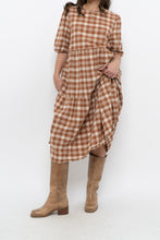 Load image into Gallery viewer, Modern x ANNAGAIL Orange, Cream Gingham Bohemian Dress (XS-M)