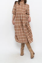 Load image into Gallery viewer, Modern x ANNAGAIL Orange, Cream Gingham Bohemian Dress (XS-M)