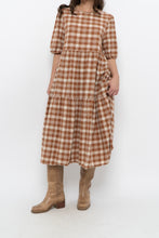 Load image into Gallery viewer, Modern x ANNAGAIL Orange, Cream Gingham Bohemian Dress (XS-M)