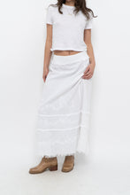 Load image into Gallery viewer, Vintage x White Cotton Embroidered Maxi Skirt (L)