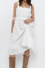 Load image into Gallery viewer, Modern x White Cotton Cinched Side-Tie Midi Dress (XS, S)