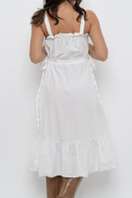Load image into Gallery viewer, Modern x White Cotton Cinched Side-Tie Midi Dress (XS, S)
