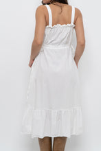 Load image into Gallery viewer, Modern x White Cotton Cinched Side-Tie Midi Dress (XS, S)