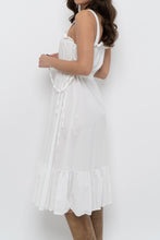 Load image into Gallery viewer, Modern x White Cotton Cinched Side-Tie Midi Dress (XS, S)
