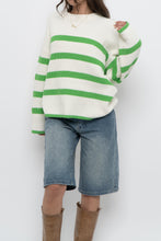 Load image into Gallery viewer, Modern x SELECTED FEMME White, Green Striped Cotton Sweater (XS-L)