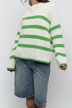 Load image into Gallery viewer, Modern x SELECTED FEMME White, Green Striped Cotton Sweater (XS-L)