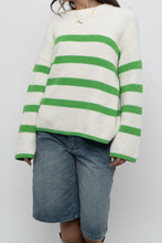 Load image into Gallery viewer, Modern x SELECTED FEMME White, Green Striped Cotton Sweater (XS-L)