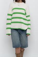 Load image into Gallery viewer, Modern x SELECTED FEMME White, Green Striped Cotton Sweater (XS-L)