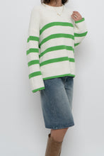 Load image into Gallery viewer, Modern x SELECTED FEMME White, Green Striped Cotton Sweater (XS-L)