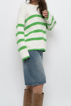 Load image into Gallery viewer, Modern x SELECTED FEMME White, Green Striped Cotton Sweater (XS-L)