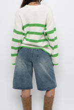 Load image into Gallery viewer, Modern x SELECTED FEMME White, Green Striped Cotton Sweater (XS-L)