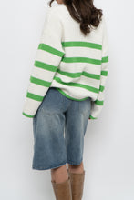 Load image into Gallery viewer, Modern x SELECTED FEMME White, Green Striped Cotton Sweater (XS-L)