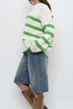 Load image into Gallery viewer, Modern x SELECTED FEMME White, Green Striped Cotton Sweater (XS-L)