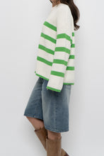 Load image into Gallery viewer, Modern x SELECTED FEMME White, Green Striped Cotton Sweater (XS-L)