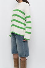 Load image into Gallery viewer, Modern x SELECTED FEMME White, Green Striped Cotton Sweater (XS-L)