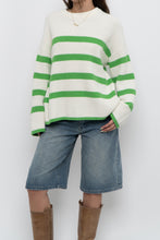 Load image into Gallery viewer, Modern x SELECTED FEMME White, Green Striped Cotton Sweater (XS-L)