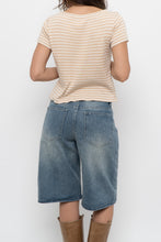 Load image into Gallery viewer, Vintage x Beige Striped Baby Tee (XS-M)