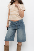 Load image into Gallery viewer, Vintage x Beige Striped Baby Tee (XS-M)