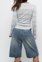 Load image into Gallery viewer, Vintage x GAP Grey, Light Teal Striped Cotton Long Sleeve (S, M)