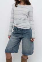Load image into Gallery viewer, Vintage x GAP Grey, Light Teal Striped Cotton Long Sleeve (S, M)