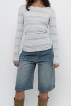 Load image into Gallery viewer, Vintage x GAP Grey, Light Teal Striped Cotton Long Sleeve (S, M)