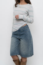 Load image into Gallery viewer, Vintage x GAP Grey, Light Teal Striped Cotton Long Sleeve (S, M)