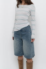 Load image into Gallery viewer, Vintage x GAP Grey, Light Teal Striped Cotton Long Sleeve (S, M)