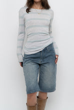 Load image into Gallery viewer, Vintage x GAP Grey, Light Teal Striped Cotton Long Sleeve (S, M)