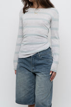 Load image into Gallery viewer, Vintage x GAP Grey, Light Teal Striped Cotton Long Sleeve (S, M)