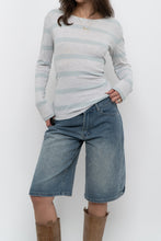 Load image into Gallery viewer, Vintage x GAP Grey, Light Teal Striped Cotton Long Sleeve (S, M)