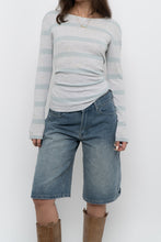 Load image into Gallery viewer, Vintage x GAP Grey, Light Teal Striped Cotton Long Sleeve (S, M)