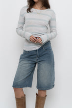 Load image into Gallery viewer, Vintage x GAP Grey, Light Teal Striped Cotton Long Sleeve (S, M)