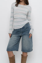 Load image into Gallery viewer, Vintage x GAP Grey, Light Teal Striped Cotton Long Sleeve (S, M)