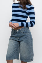 Load image into Gallery viewer, ZARA x Blue Striped Cropped Long Sleeve (XS, S)