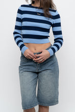 Load image into Gallery viewer, ZARA x Blue Striped Cropped Long Sleeve (XS, S)