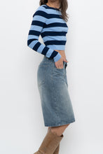 Load image into Gallery viewer, ZARA x Blue Striped Cropped Long Sleeve (XS, S)