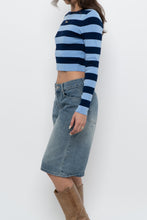 Load image into Gallery viewer, ZARA x Blue Striped Cropped Long Sleeve (XS, S)