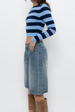 Load image into Gallery viewer, ZARA x Blue Striped Cropped Long Sleeve (XS, S)