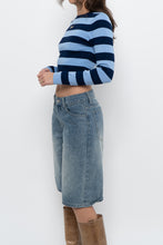 Load image into Gallery viewer, ZARA x Blue Striped Cropped Long Sleeve (XS, S)
