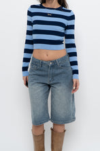 Load image into Gallery viewer, ZARA x Blue Striped Cropped Long Sleeve (XS, S)