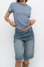 Load image into Gallery viewer, FRANK &amp; OAK x Blue Striped Cotton-Blend Cropped Tee (S-L)