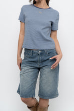 Load image into Gallery viewer, FRANK &amp; OAK x Blue Striped Cotton-Blend Cropped Tee (S-L)