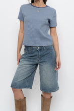 Load image into Gallery viewer, FRANK &amp; OAK x Blue Striped Cotton-Blend Cropped Tee (S-L)