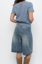 Load image into Gallery viewer, FRANK &amp; OAK x Blue Striped Cotton-Blend Cropped Tee (S-L)