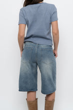 Load image into Gallery viewer, FRANK &amp; OAK x Blue Striped Cotton-Blend Cropped Tee (S-L)