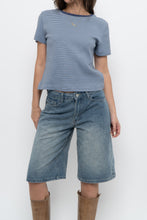 Load image into Gallery viewer, FRANK &amp; OAK x Blue Striped Cotton-Blend Cropped Tee (S-L)