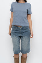 Load image into Gallery viewer, FRANK &amp; OAK x Blue Striped Cotton-Blend Cropped Tee (S-L)